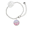thumbnail image 1 of Delight Jewelry Silvertone Domed Multi Color DO Silver-tone Flower Link Chain Bracelet, 6.75"+2" Extender, 1 of 4