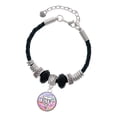thumbnail image 1 of Delight Jewelry Silvertone Domed Multi Color EMT Mother Celtic Knot Leather Bead Bracelet, 7"+2" Extender, 1 of 1