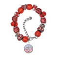 thumbnail image 1 of Delight Jewelry Silvertone Domed Multi Color LMT Red Paw Print Bead Bracelet, 7"+2", 1 of 4