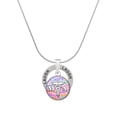 thumbnail image 1 of Delight Jewelry Silvertone Domed Multi Color MA Laugh Ring Charm Necklace, 18", 1 of 4