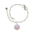 thumbnail image 1 of Delight Jewelry Silvertone Domed Multi Color MA Silver-tone Paw Infinity Link Chain Bracelet, 6"+2" Extender, 1 of 3