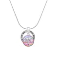 thumbnail image 1 of Delight Jewelry Silvertone Domed Multi Color MA Silver-tone You Mean the World to Me Ring Necklace, 18", 1 of 4