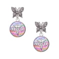 thumbnail image 1 of Delight Jewelry Silvertone Domed Multi Color MD Silvertone Antiqued Butterfly Post Earrings, 1 of 4