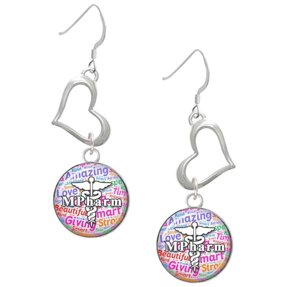 Delight Jewelry Silvertone Domed Multi Color MPharm Open Heart French Earrings