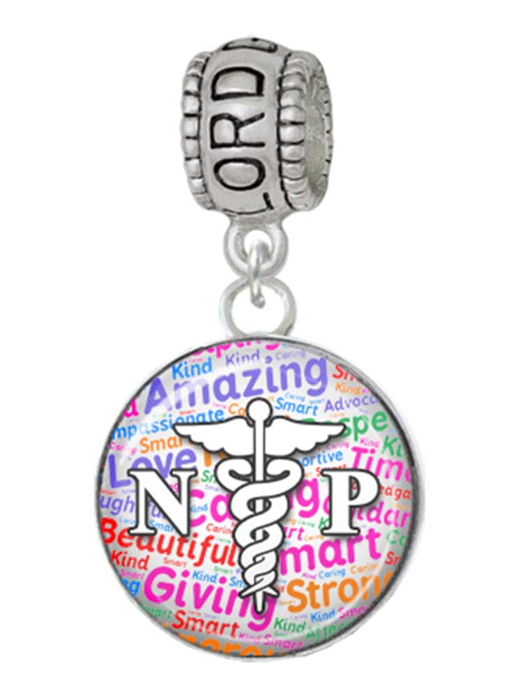 Delight Jewelry Silvertone Domed Multi Color NP Lord Guide Me Charm Bead