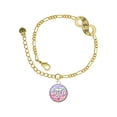 thumbnail image 1 of Delight Jewelry Silvertone Domed Multi Color OD Gold-tone Paw Infinity Link Chain Bracelet, 6"+2" Extender, 1 of 3