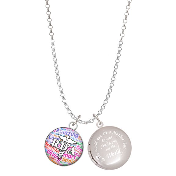 Delight Jewelry Silvertone Domed Multi Color RDA To the World You are a Mother Locket Necklace