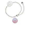 thumbnail image 1 of Delight Jewelry Silvertone Domed Multi Color RMA Silver-tone Flower Link Chain Bracelet, 6.75"+2" Extender, 1 of 4