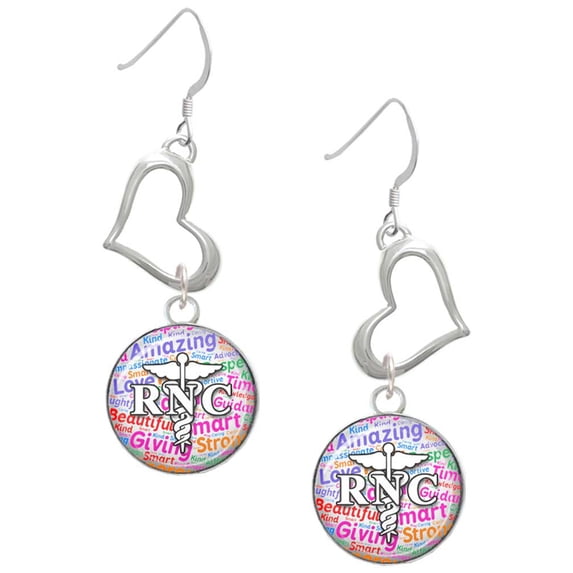 Delight Jewelry Silvertone Domed Multi Color RNC Open Heart French Earrings