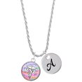 thumbnail image 1 of Delight Jewelry Silvertone Domed Multi Color RNC Silvertone Script Initial Disc - A - Charm Necklace, 20"+3", 1 of 4