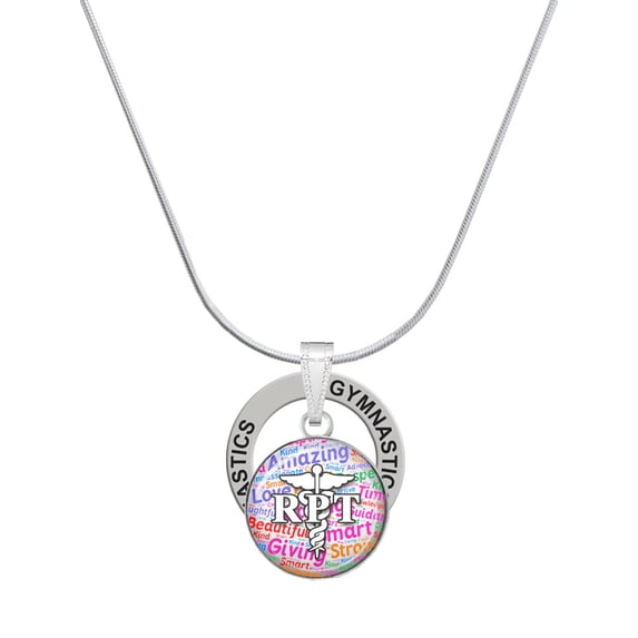 Delight Jewelry Silvertone Domed Multi Color RPT Gymnastics Ring Charm Necklace, 18"