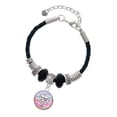 thumbnail image 1 of Delight Jewelry Silvertone Domed Multi Color RVT Daughter Celtic Knot Leather Bead Bracelet, 7"+2" Extender, 1 of 4