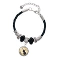 thumbnail image 1 of Delight Jewelry Silvertone Domed Music - Bass Mother Celtic Knot Leather Bead Bracelet, 7"+2" Extender, 1 of 1