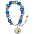 thumbnail image 1 of Delight Jewelry Silvertone Domed Music - Electric Guitar Blue Paw Print Bead Bracelet, 7"+2", 1 of 4