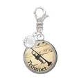thumbnail image 1 of Delight Jewelry Silvertone Domed Music - Trumpet - Silvertone Clip on Charm with Clear Crystal Drop, 1 of 4