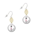 thumbnail image 1 of Delight Jewelry Silvertone Domed Pink Ballet Dancer Goldtone Leaf French Earrings, 1 of 4