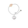 thumbnail image 1 of Delight Jewelry Silvertone Domed Pink Ballet Dancer - Rose Goldtone Leaf Delicate Bracelet, 6.25+1.75", 1 of 4