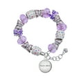 thumbnail image 1 of Delight Jewelry Silvertone Domed Psalm 139:14 Purple Butterfly Bead Charm Bracelet, 7"+1" Extender, 1 of 5