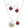 thumbnail image 1 of Delight Jewelry Silvertone Domed Sloth Red Lucky Ladybug Necklace and Dangle Earrings Set, 1 of 6