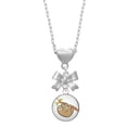 thumbnail image 1 of Delight Jewelry Silvertone Domed Sloth Silver tone Bow Heart Necklace, 1 of 4
