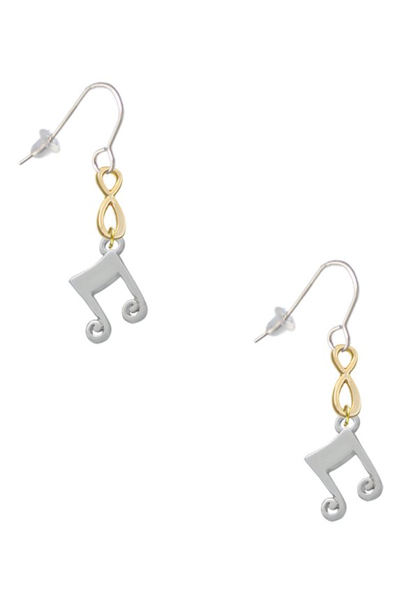 Silvertone Double Music Note Gold Tone Infinity French Earrings