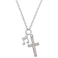 thumbnail image 1 of Delight Jewelry Silvertone Double Music Note I Set You Apart Engraved Cross Zoey Necklace, 28", 1 of 4
