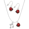 thumbnail image 1 of Delight Jewelry Silvertone Double Music Note Red Lucky Ladybug Necklace and Dangle Earrings Set, 1 of 6