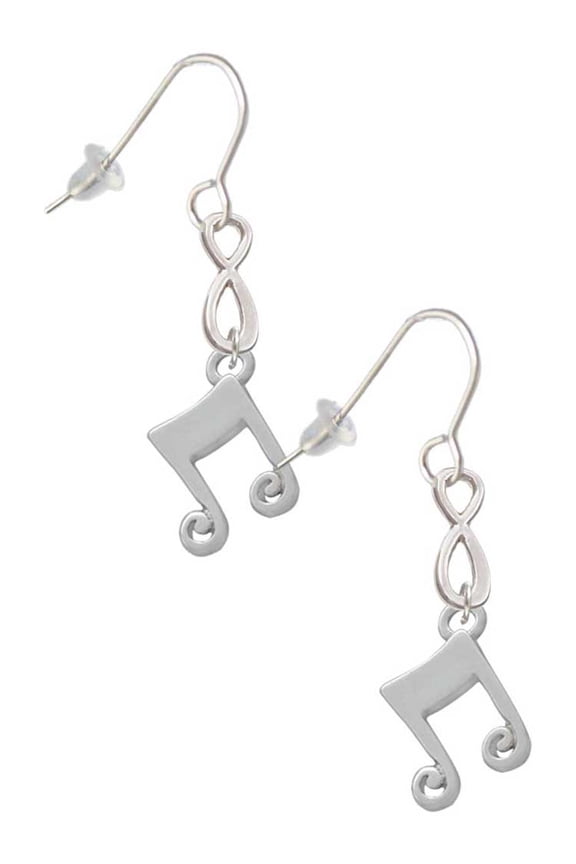 Silvertone Double Music Note Silver tone Infinity French Earrings