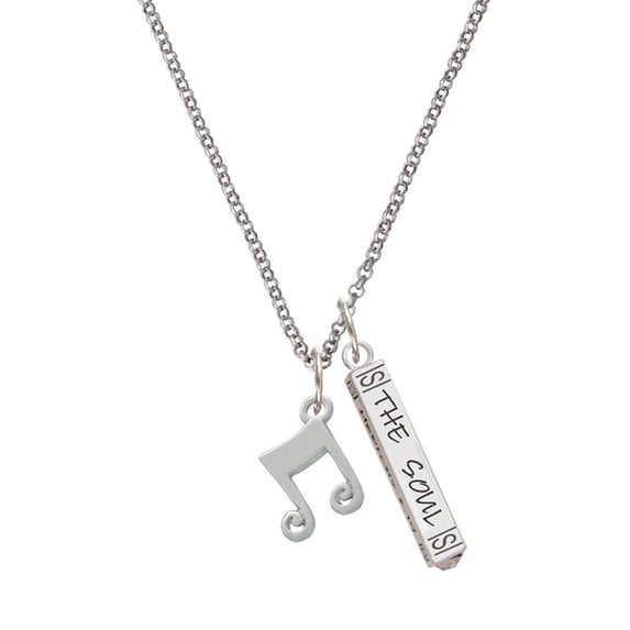 Delight Jewelry Silvertone Double Music Note Silvertone Hope Anchors the Soul Bar Charm Necklace, 23"