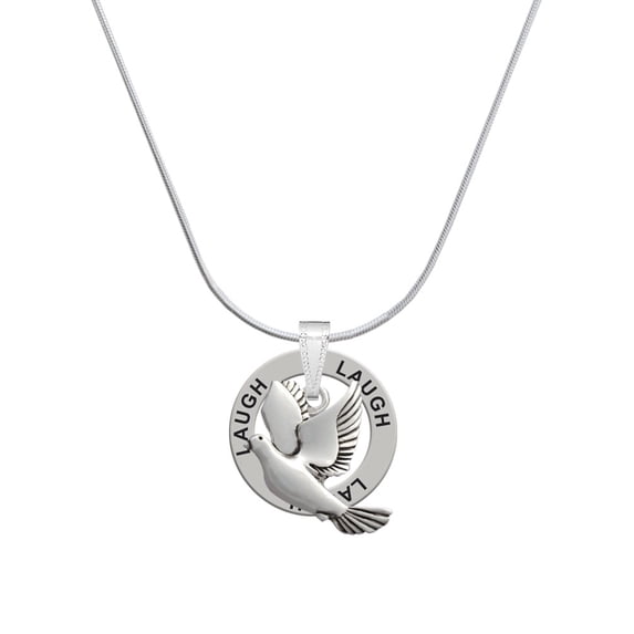 Delight Jewelry Silvertone Dove Laugh Ring Charm Necklace, 18"