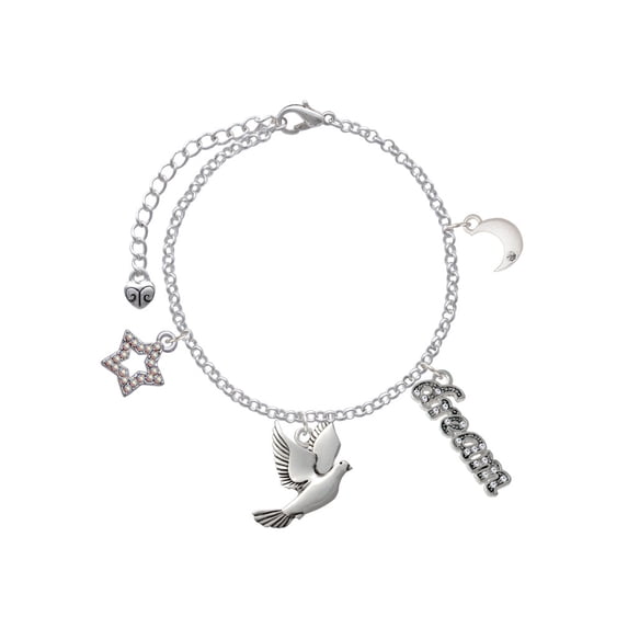 Delight Jewelry Silvertone Dove Silvertone Dream Big Charm Bracelet, 7.5+2" Extender