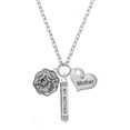 thumbnail image 1 of Delight Jewelry Silvertone Dragon and Phoenix Medallion Always My Mother Bar Zoe Necklace, 1 of 4
