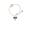 thumbnail image 1 of Delight Jewelry Silvertone Dragonfly with Green & Blue Wings - Rose Goldtone Leaf Delicate Bracelet, 6.25+1.75", 1 of 4