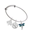 thumbnail image 1 of Delight Jewelry Silvertone Dragonfly with Green & Blue Wings Silvertone Let Things Go Tree Charm Bangle Bracelet, 1 of 4
