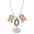 thumbnail image 1 of Delight Jewelry Silvertone Dream On Oval Multi-Colored Crystal Mom Charm Necklace, 1 of 5