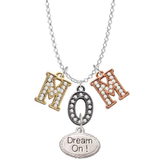Delight Jewelry Silvertone Dream On Oval Multi-Colored Crystal Mom Charm Necklace