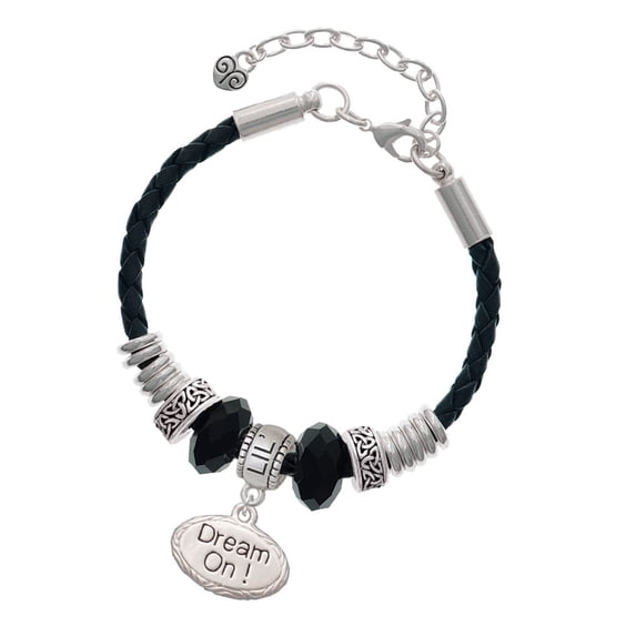 Delight Jewelry Silvertone Dream On Oval Sister Celtic Knot Leather Bead Bracelet, 7"+2" Extender