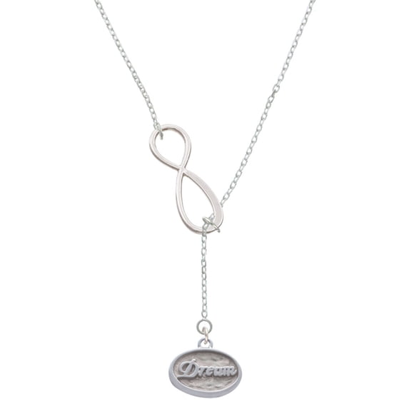 Delight Jewelry Silvertone Dream - Oval Seal Silver tone Elegant Infinity Lariat Necklace