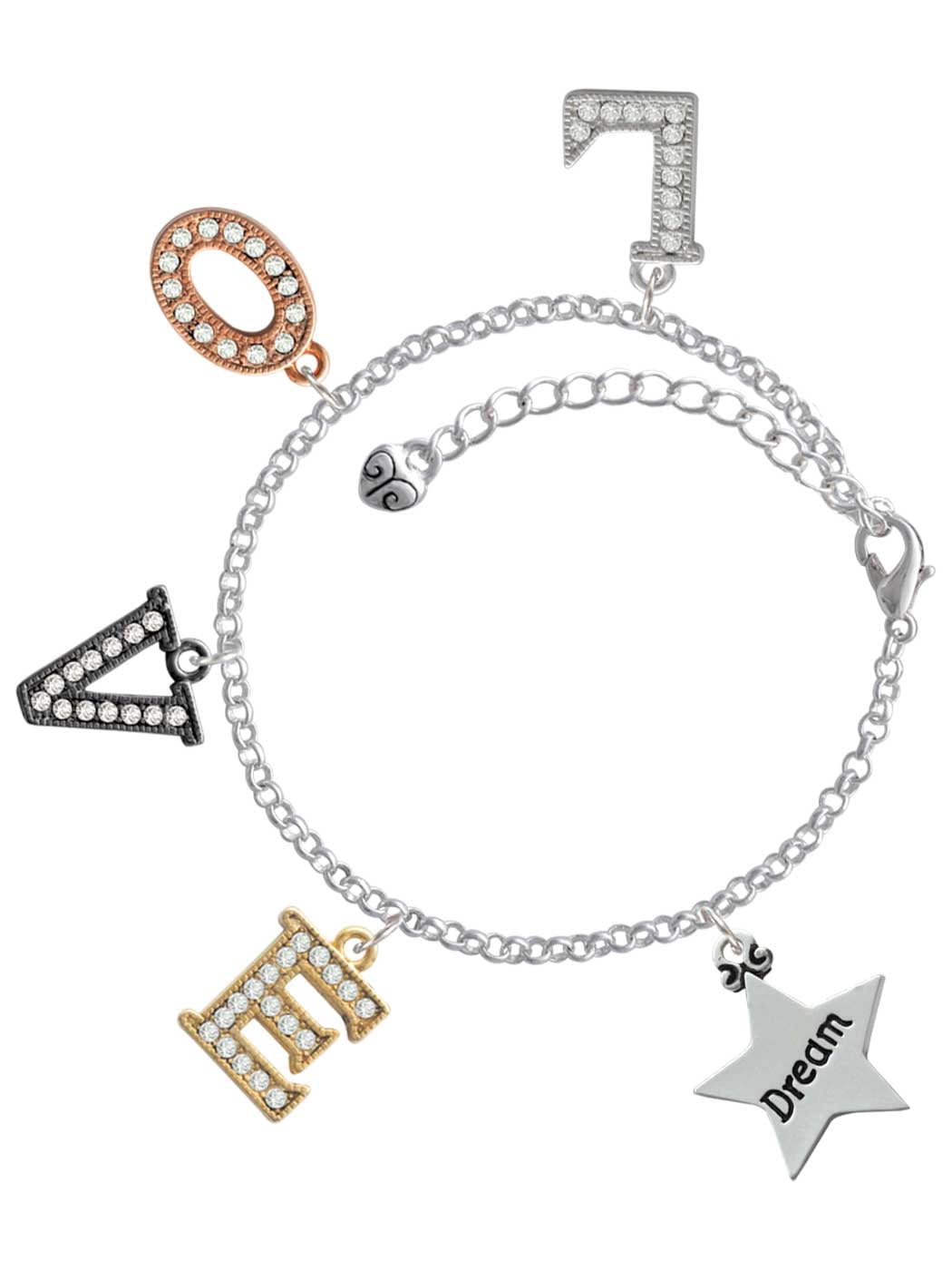 Delight Jewelry Silvertone Dream Star Multi-Colored Crystal Love