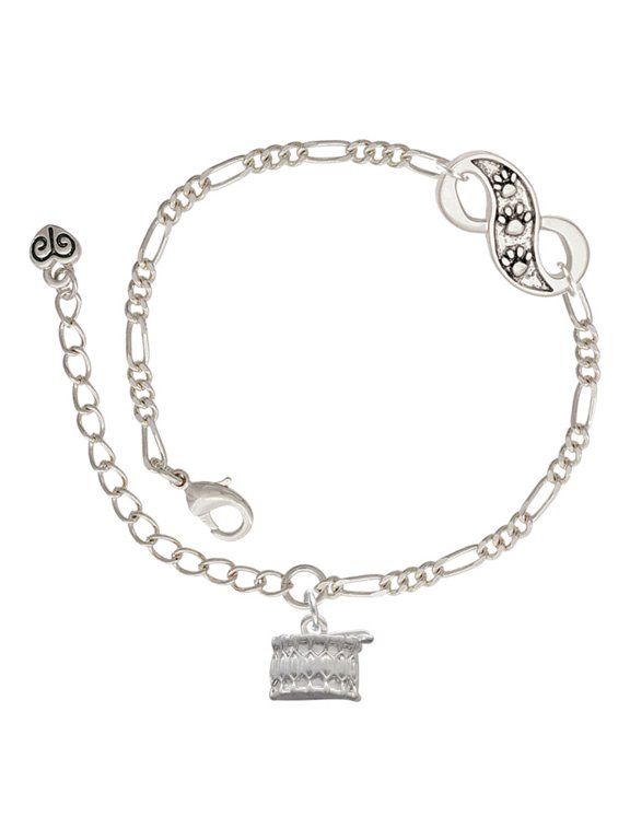 Silvertone Drum Silver-tone Paw Infinity Link Chain Bracelet, 6"+2" Extender