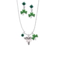 thumbnail image 1 of Delight Jewelry Silvertone EMT Caduceus - Green Shamrock Necklace and Clover Earrings Jewelry Set, 1 of 5
