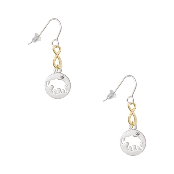 Delight Jewelry Silvertone Elephant Silhouette Gold Tone Infinity French Earrings