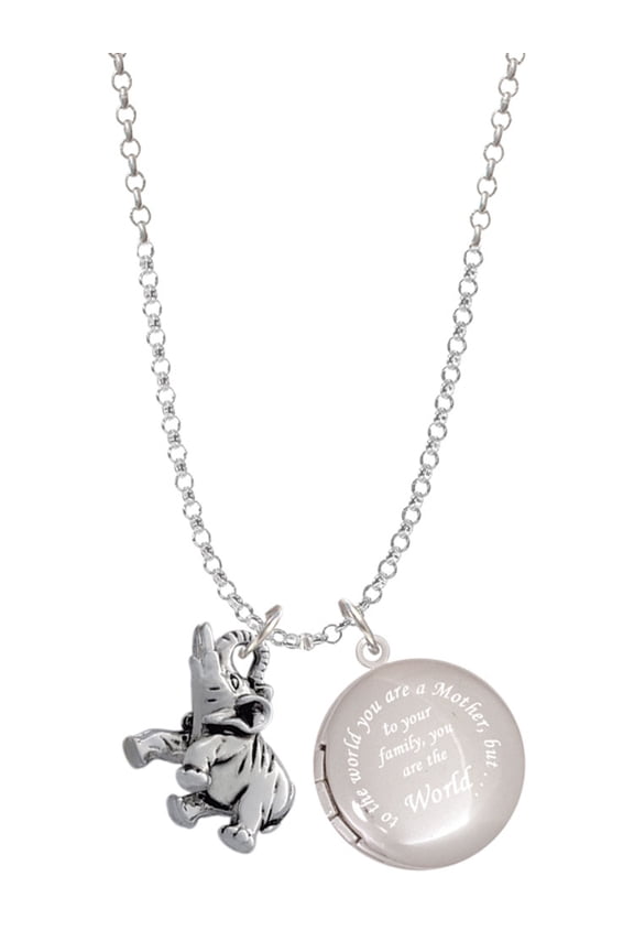 Silvertone Elephant To the World You are a Mother Locket Necklace