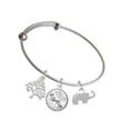 thumbnail image 1 of Delight Jewelry Silvertone Elephant with Crystal Eyes Silvertone Let Things Go Tree Charm Bangle Bracelet, 1 of 4