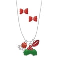 thumbnail image 1 of Delight Jewelry Silvertone Enamel Basketball ''Rocks'' Christmas Kiss Charm Necklace and Stud Earrings, 1 of 4