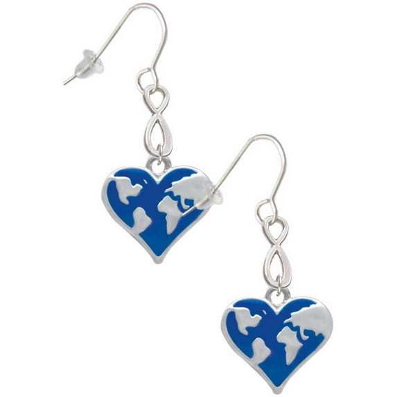 Delight Jewelry Silvertone Enamel Earth Heart Silver tone Infinity French Earrings