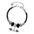 thumbnail image 1 of Delight Jewelry Silvertone Enamel Nurse Hat with Wings Wife Celtic Knot Leather Bead Bracelet, 7"+2" Extender, 1 of 4