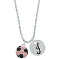 thumbnail image 1 of Delight Jewelry Silvertone Enamel Pink Soccer ball Silvertone Script Initial Disc - J - Charm Necklace, 20"+3", 1 of 4