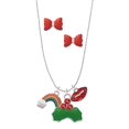 thumbnail image 1 of Delight Jewelry Silvertone Enamel Rainbow Christmas Kiss Charm Necklace and Stud Earrings, 1 of 4