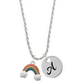 thumbnail image 1 of Delight Jewelry Silvertone Enamel Rainbow Silvertone Script Initial Disc - A - Charm Necklace, 20"+3", 1 of 3